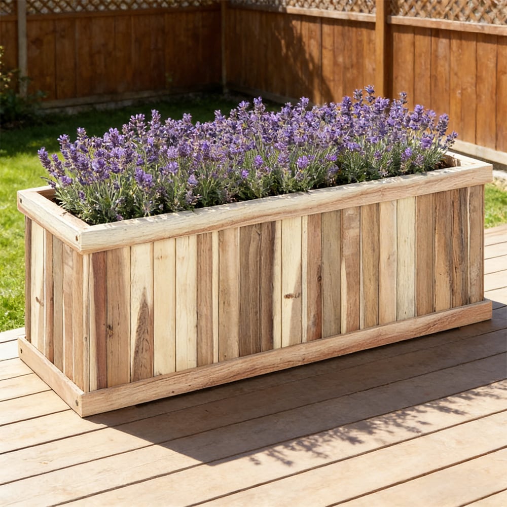 Raised Garden Bed Wooden Rectangular Planter For Balcony And Patio_voghion.com